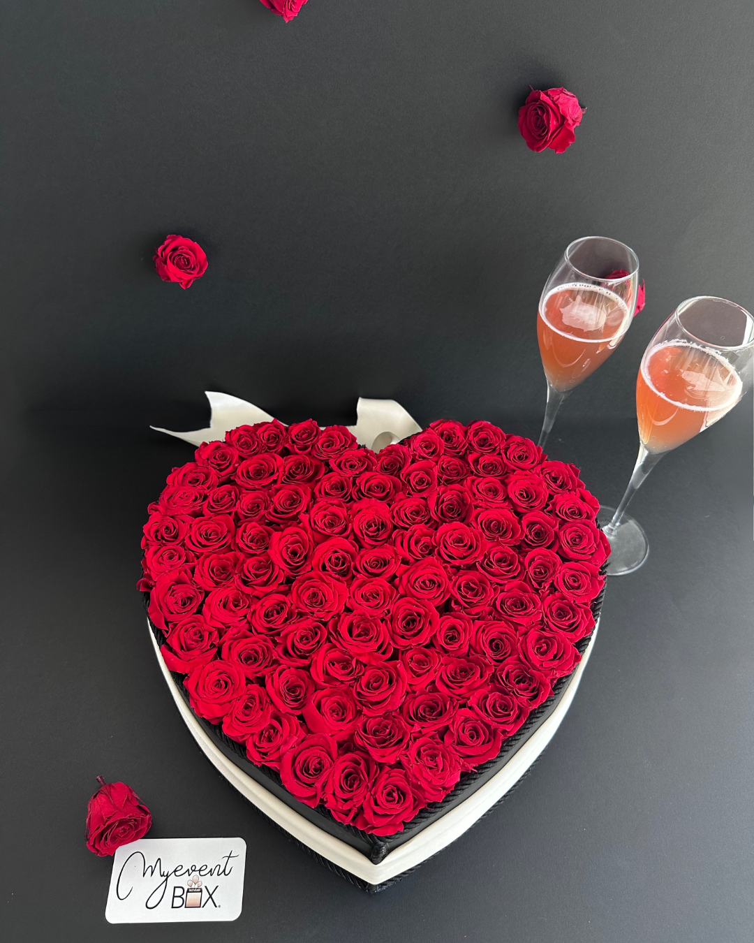Coffret Luxe 85 Roses Éternelles & Champagne – Fait main en France