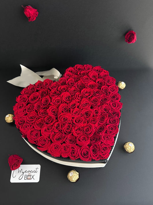 Coffret Luxe 85 Roses Éternelles & Champagne – Fait main en France