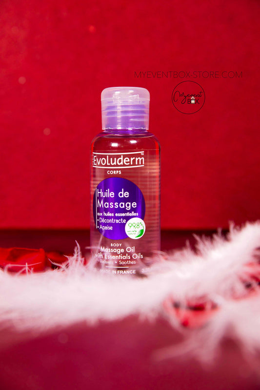 Huile de Massage Naturelle aux Huiles Essentielles – Détente & Sensualité par Evoluderm – 100ml